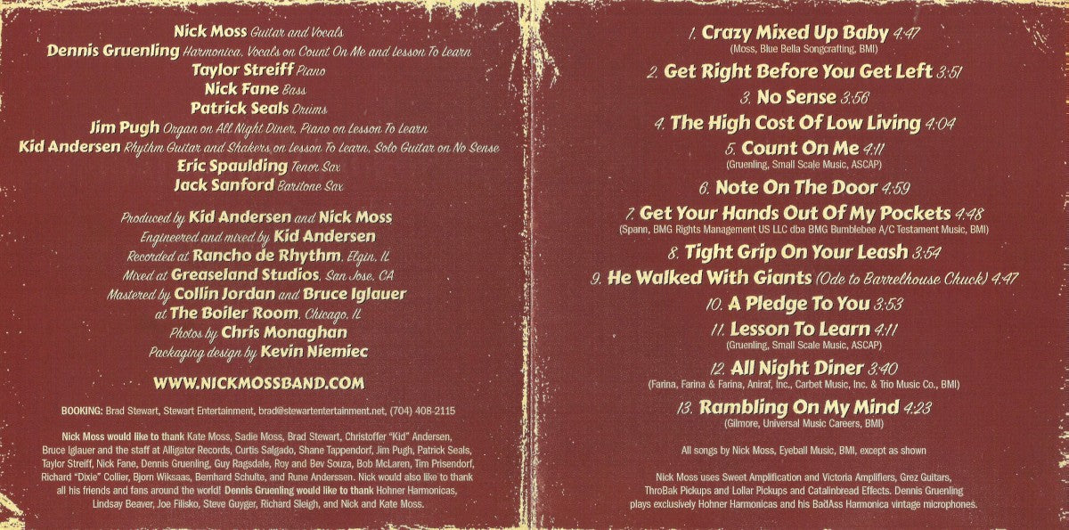The Nick Moss Band – The High Cost Of Low Living Music CD