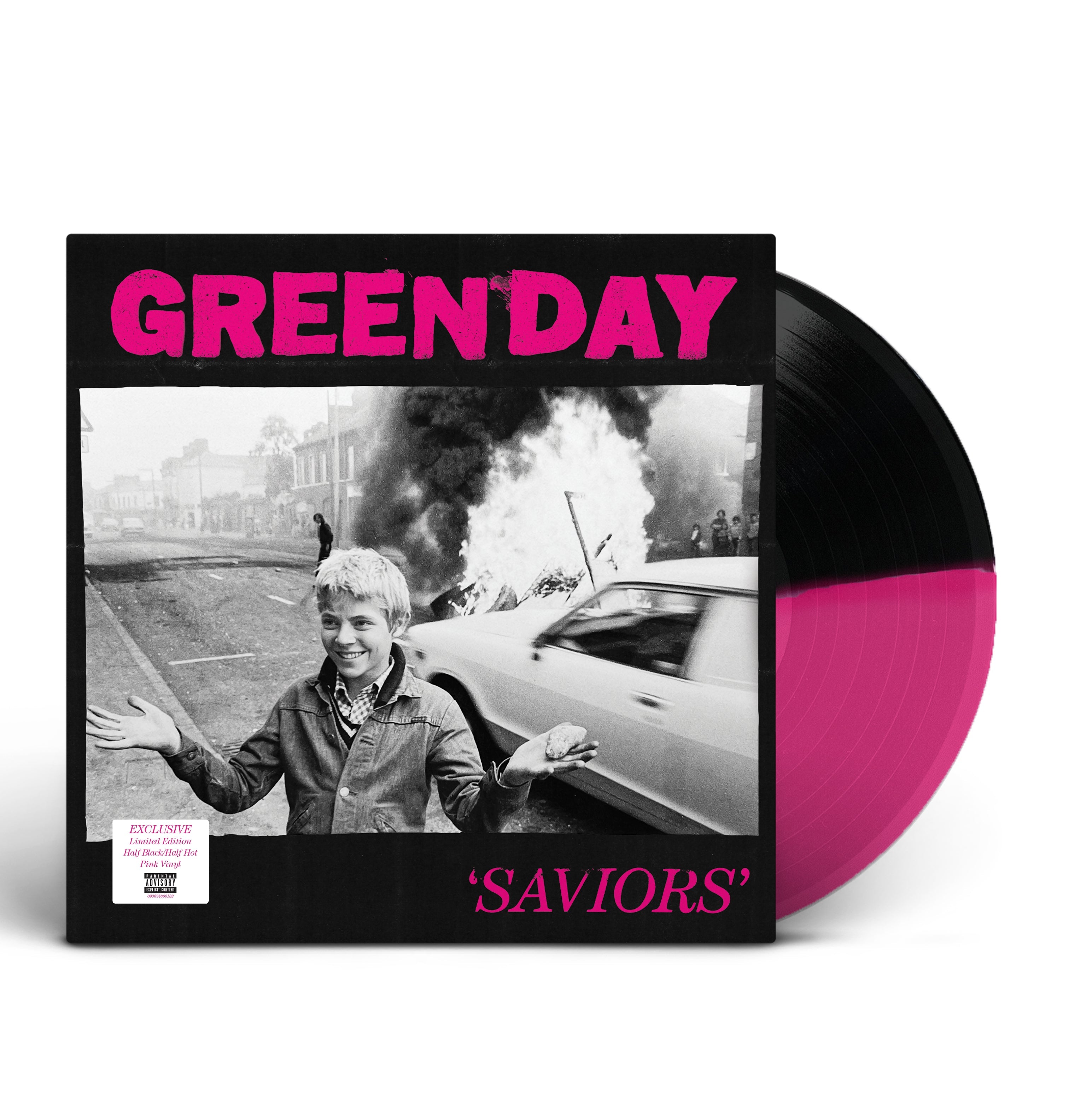 Green Day Saviors (Magenta & Black Color Split Vinyl w/24"x36" Poster, Indie Exclusive) Vinyl Record