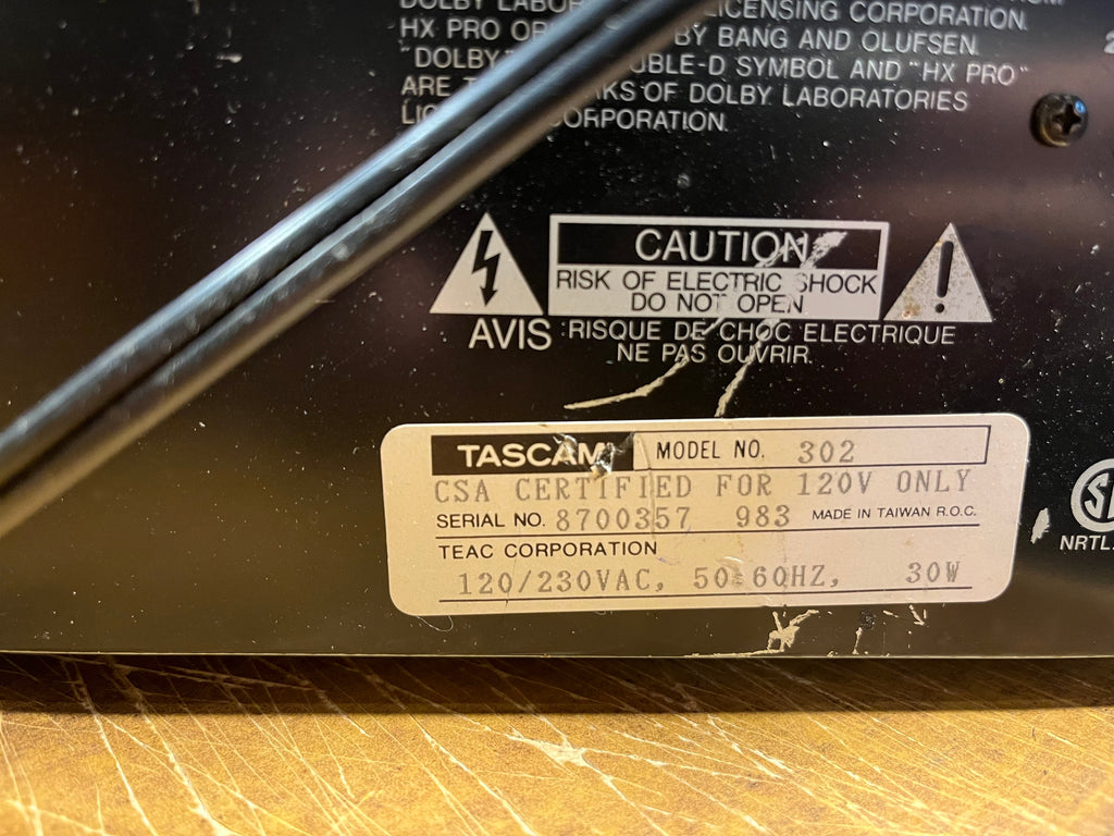 TASCAM 302 DUAL CASSETTE DECK - TESTED - WORKS! |