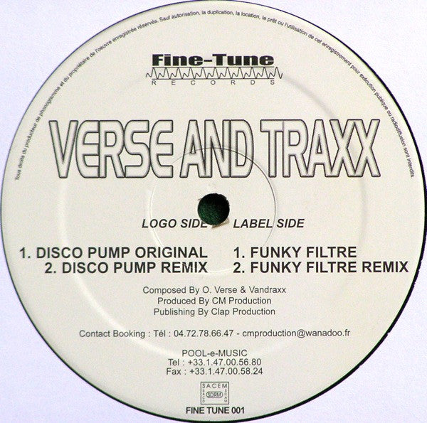 Verse And Traxx - Disco Pump / Funky Filtre | Very Good Plus (VG+) Excellent (EX)