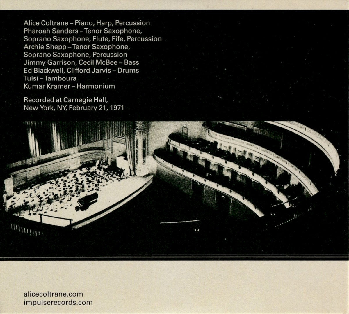 Alice Coltrane – The Carnegie Hall Concert  (2-CD) Music CD