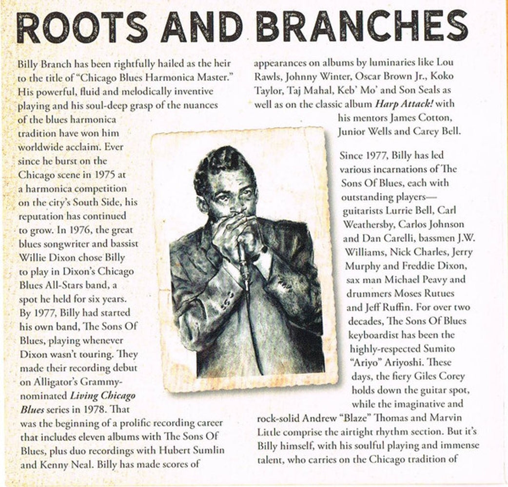 Billy Branch & The Sons of Blues – Roots And Branches: The Songs Of Little Walter Music CD