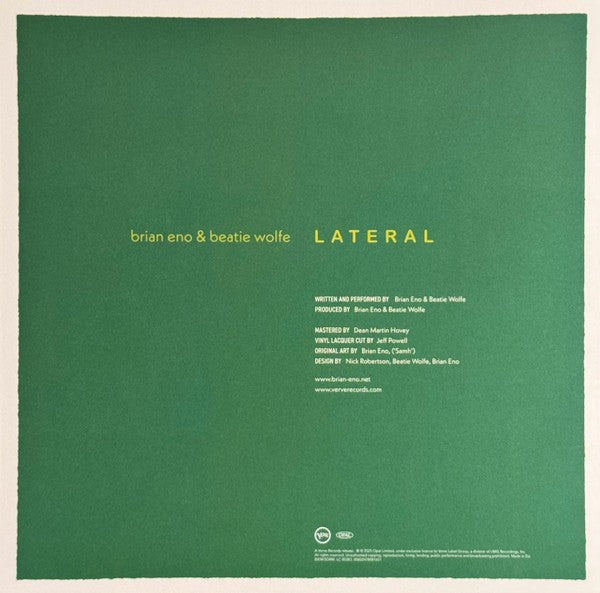 Brian Eno and Beatie Wolfe – Lateral (LP Vinyl) Vinyl Record
