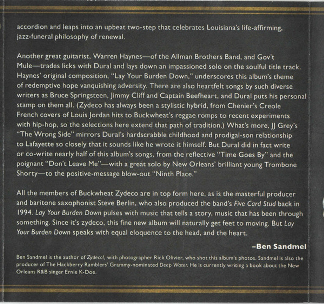 Buckwheat Zydeco – Lay Your Burden Down Music CD