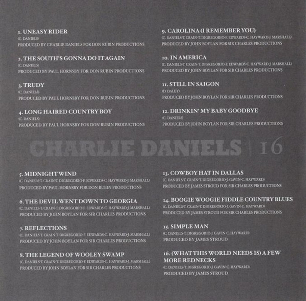Charlie Daniels – 16 Biggest Hits Music CD