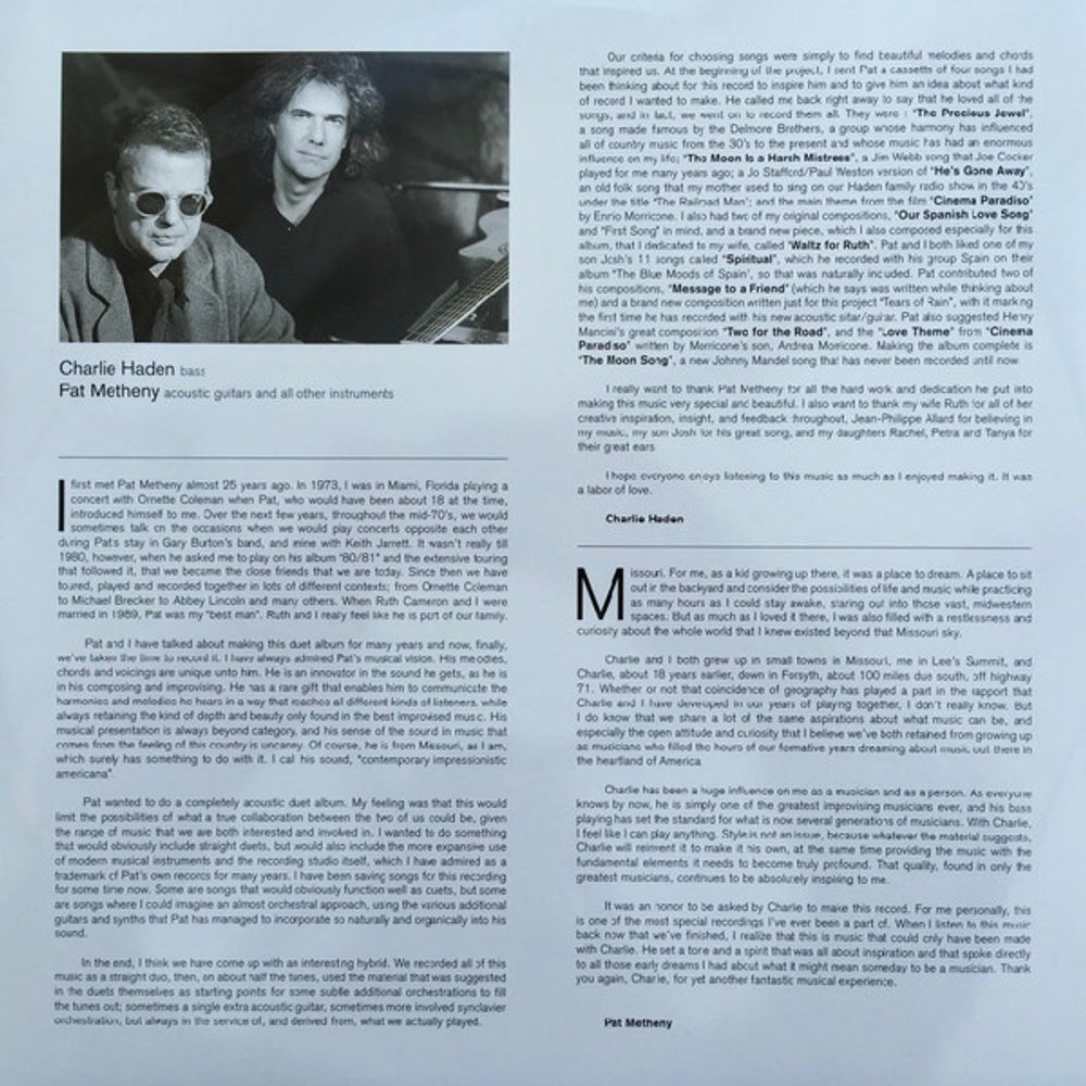 Charlie Haden & Pat Metheny – Beyond The Missouri Sky (2-LP Vinyl) Vinyl Record