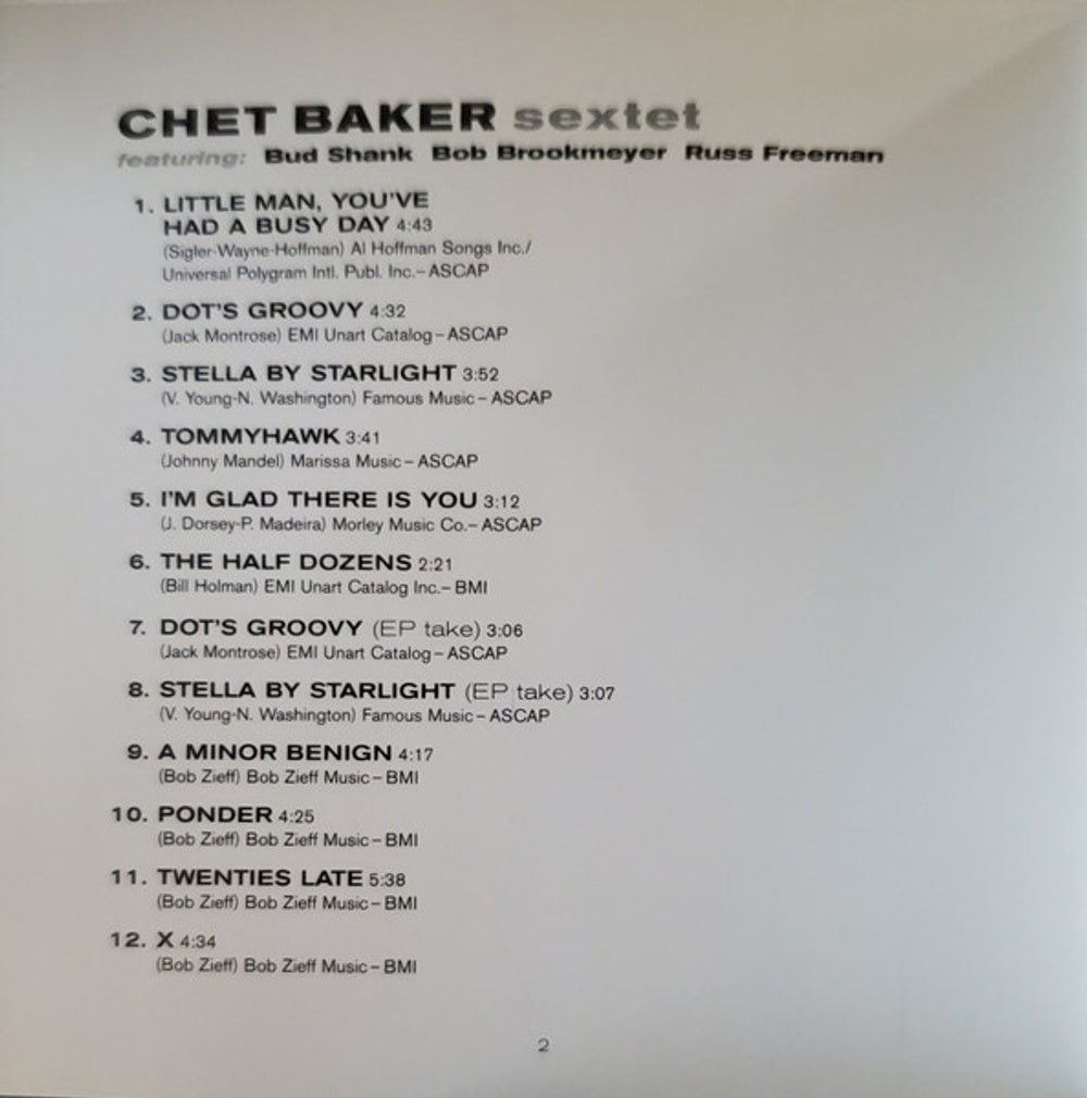 Chet Baker – Chet Baker Sextet Music CD