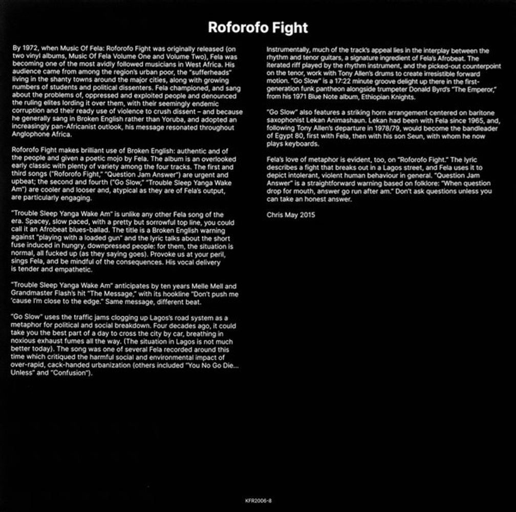 Fela Kuti – Roforofo Fight (LP Vinyl) Vinyl Record