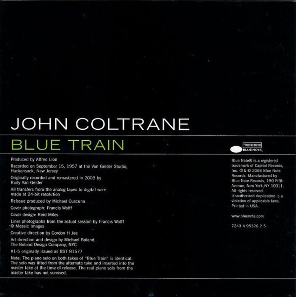 John Coltrane – Blue Train Music CD