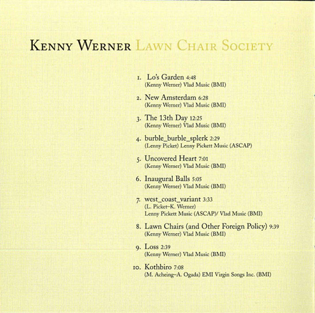 Kenny Werner – Lawn Chair Society Music CD