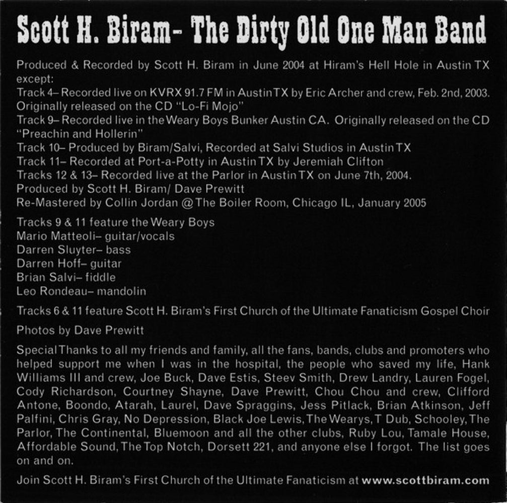Scott H. Biram – The Dirty Old One Man Band Music CD