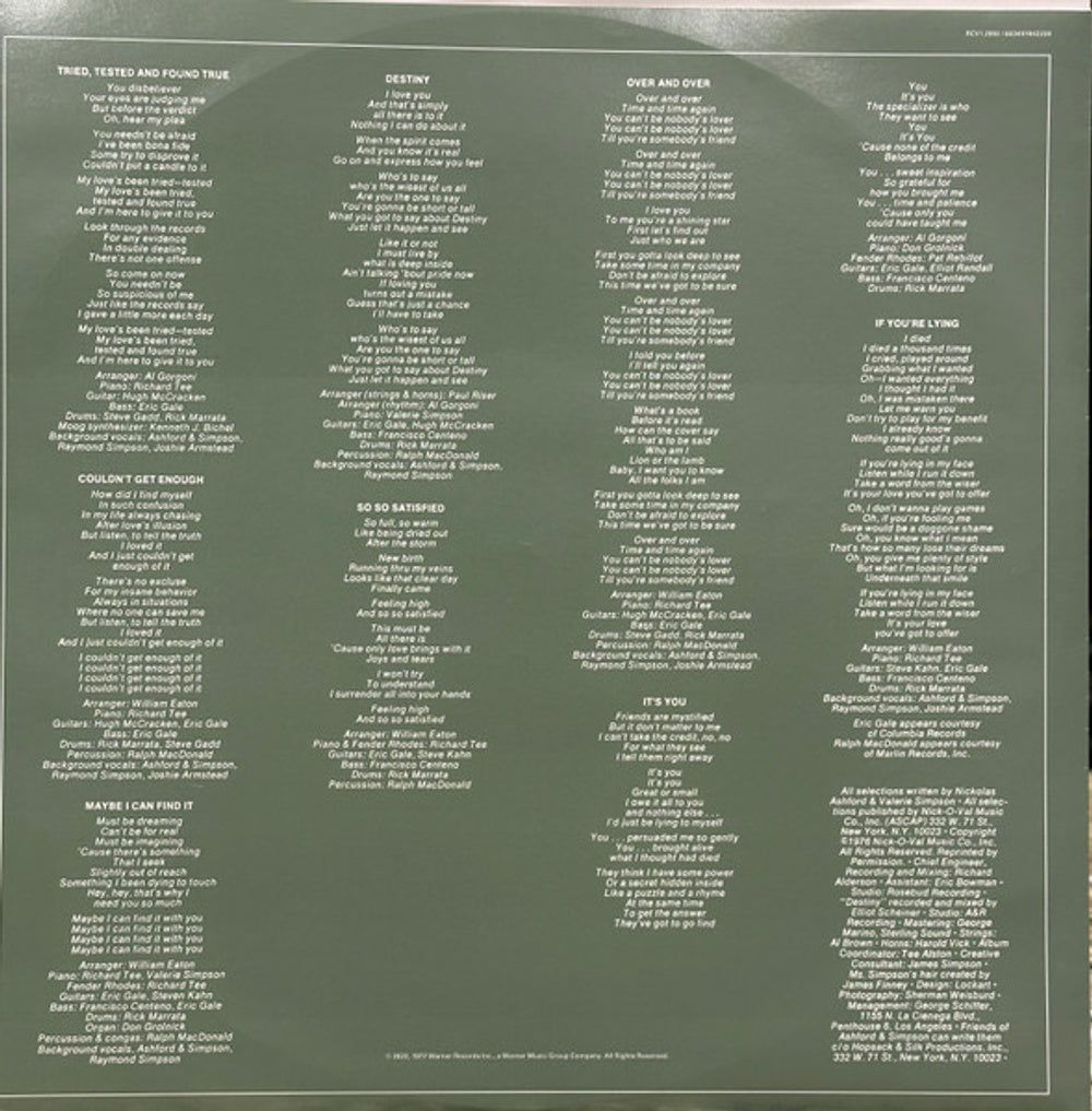 Ashford & Simpson – So So Satisfied (LP Vinyl) Vinyl Record