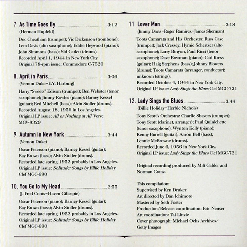Billie Holiday – Great Women Of Song: Billie Holiday Music CD
