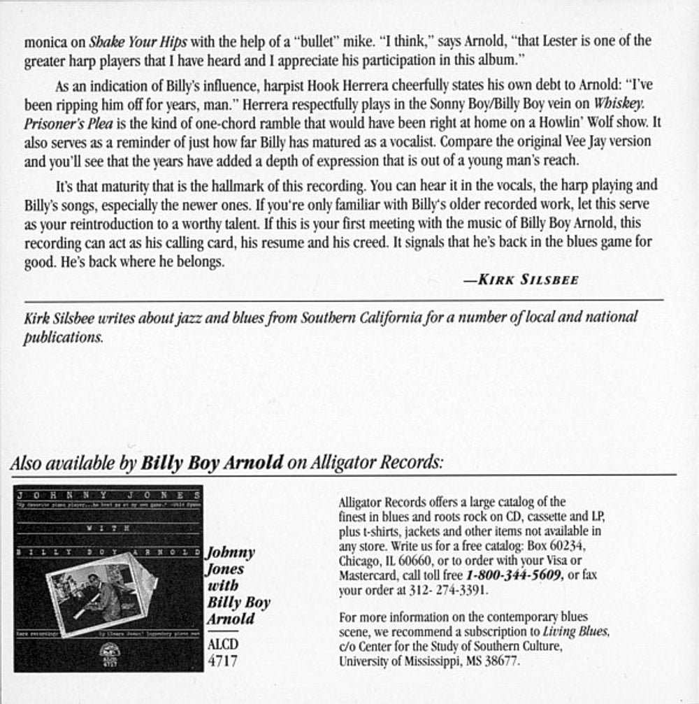 Billy Boy Arnold – Back Where I Belong Music CD
