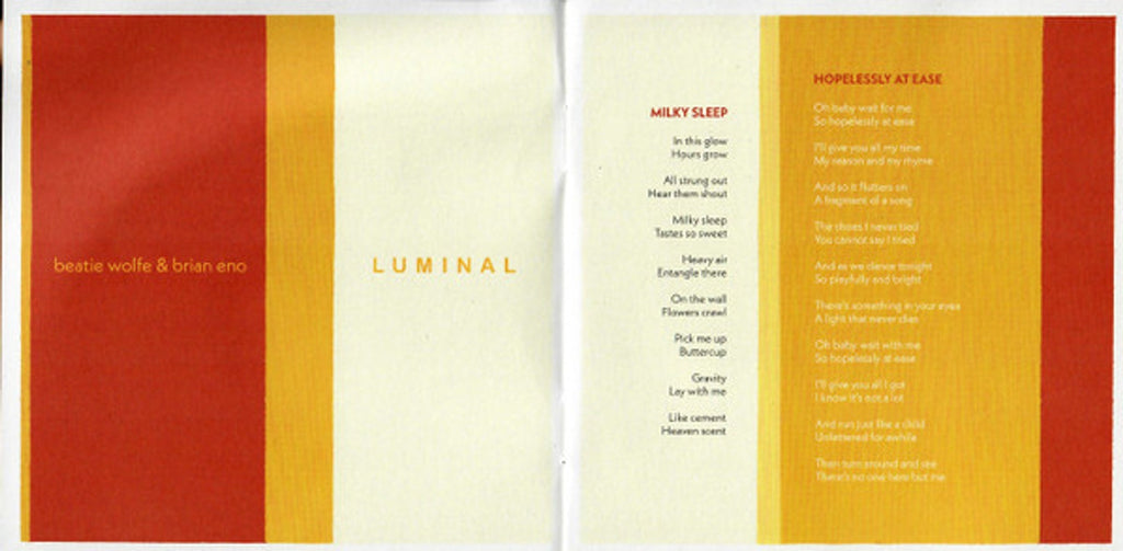 Brian Eno and Beatie Wolfe – Luminal Music CD