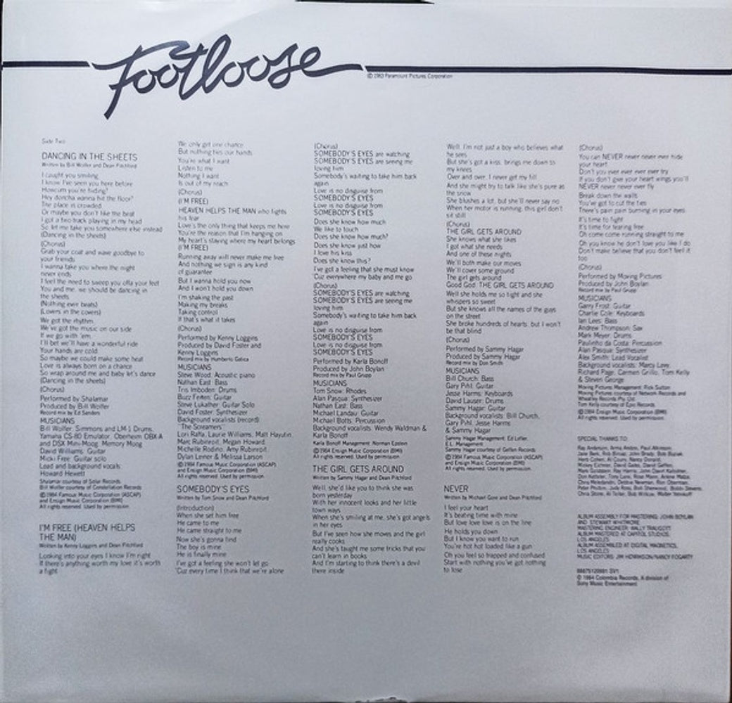 Footloose - Original Soundtrack of the Paramount Motion Picture (LP Vinyl) Vinyl Record