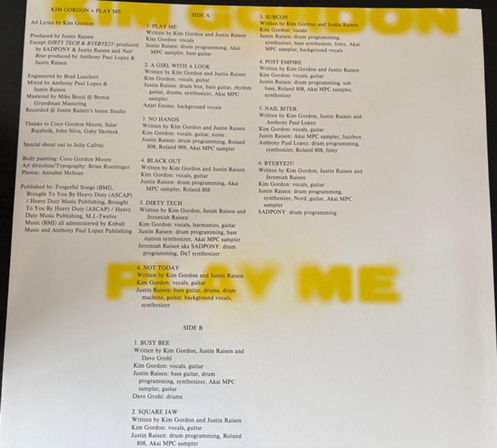 Kim Gordon – Play Me (LP Vinyl) Vinyl Record