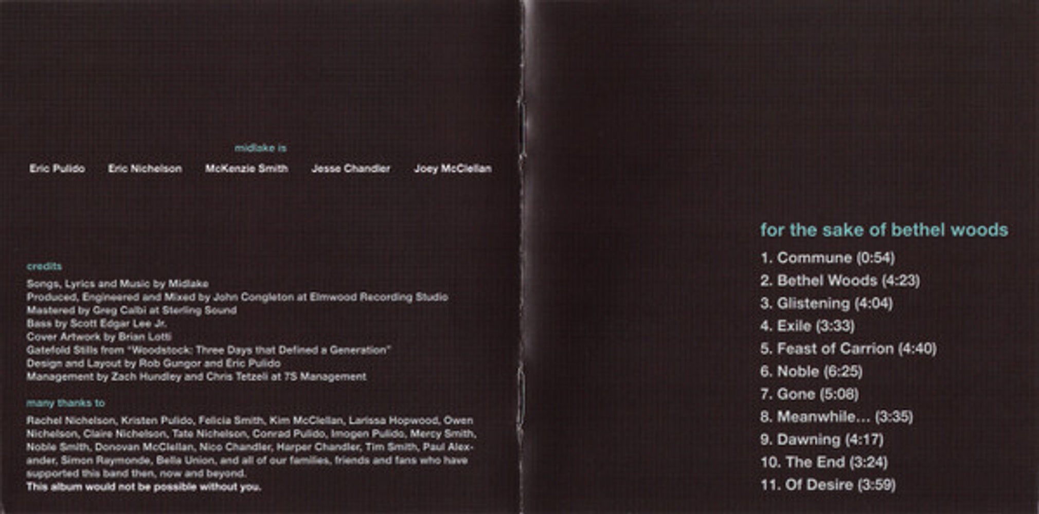 Midlake – For The Sake Of Bethel Woods Music CD