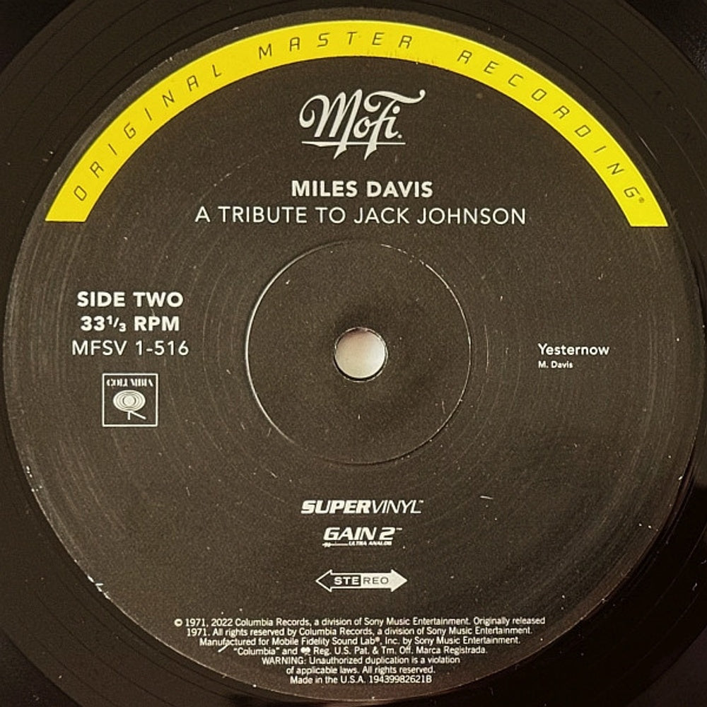 Miles Davis – Tribute To Jack Johnson (Mobile Fidelity LP Vinyl) Vinyl Record
