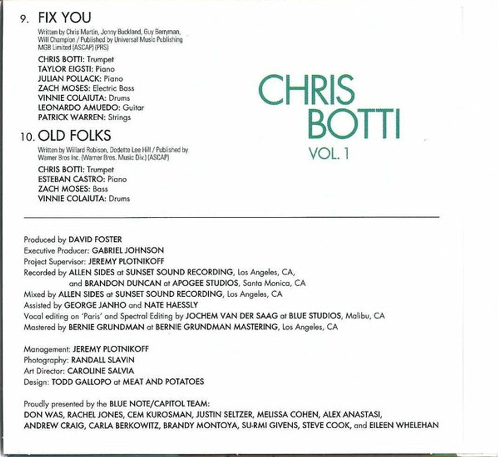 Chris Botti – Vol. 1 Music CD