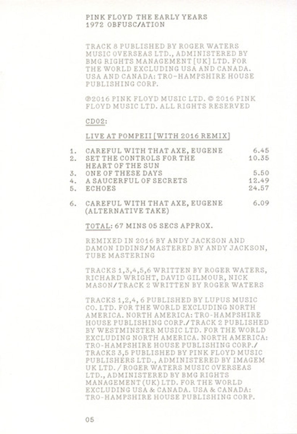 Pink Floyd – 1972 Obfusc/Ation (2-CD/DVD/Blu-ray) Music CD