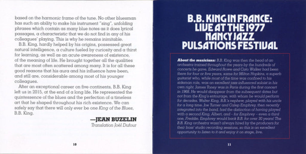 B.B. King – In France: Live At The 1977 Nancy Jazz Pulsations Music CD
