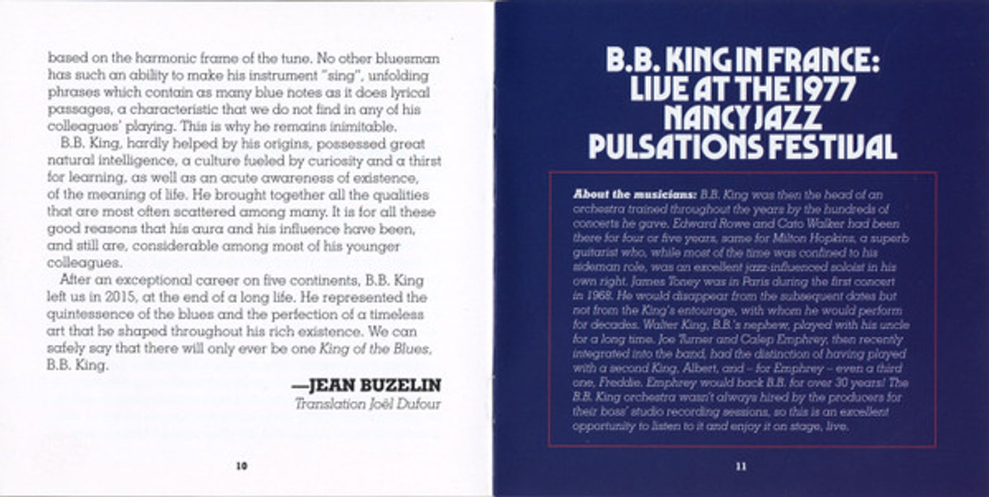 B.B. King – In France: Live At The 1977 Nancy Jazz Pulsations Music CD