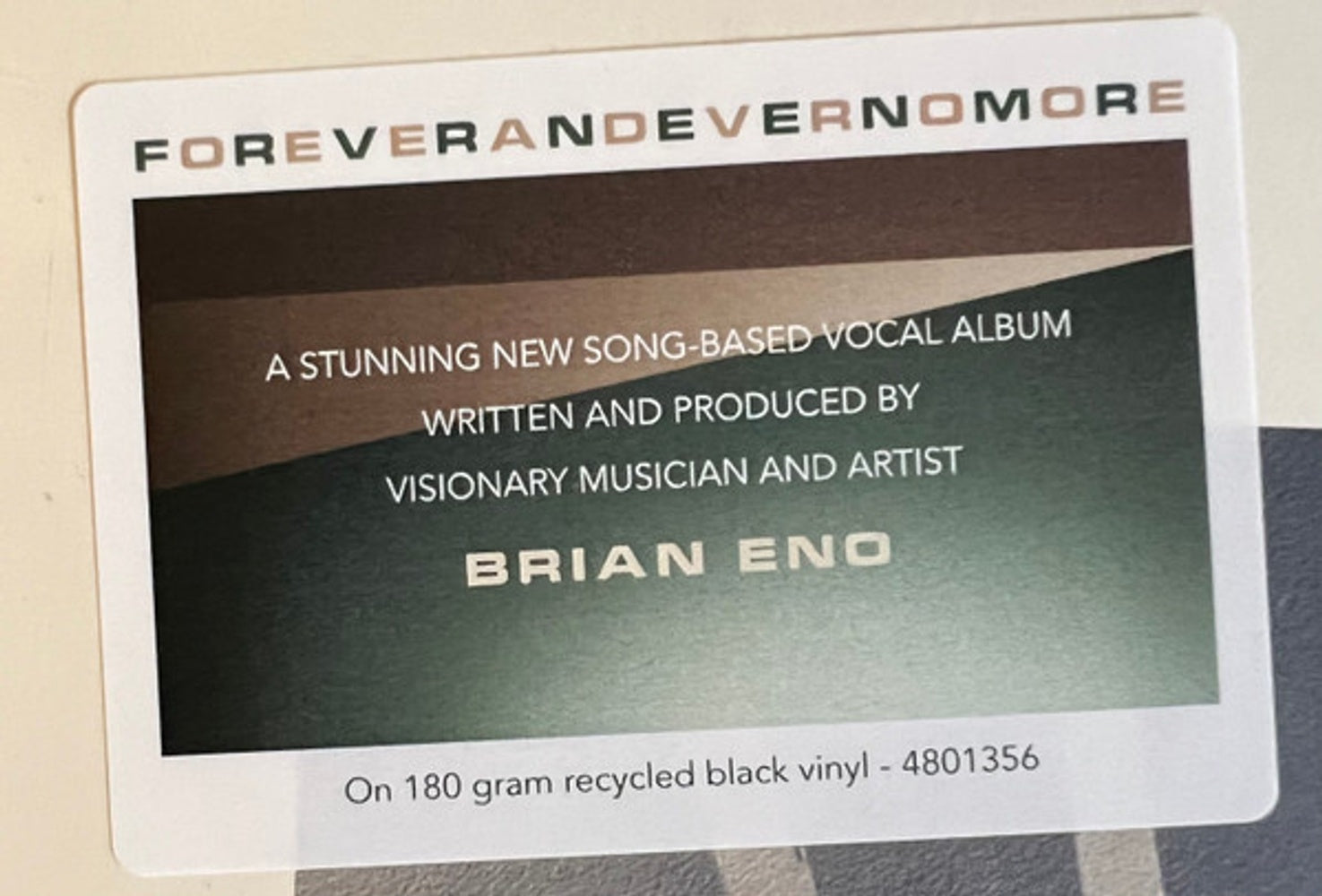 Brian Eno – FOREVERANDEVERNOMORE (LP Vinyl) Vinyl Record