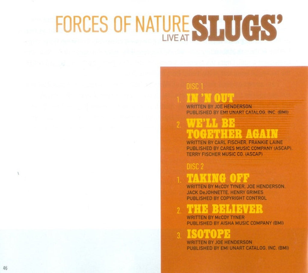 McCoy Tyner / Joe Henderson – Forces Of Nature: Live At Slugs' (2-CD) Music CD