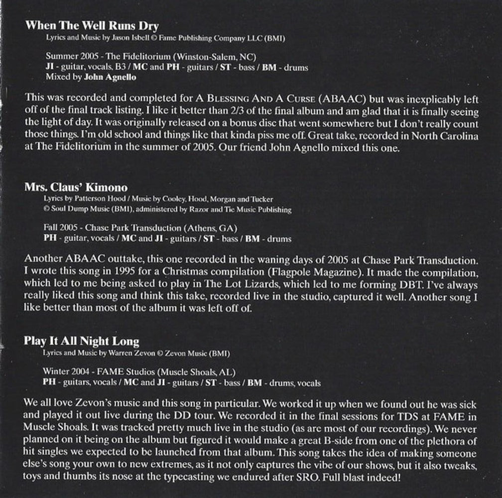 Drive-By Truckers – Fine Print Music CD