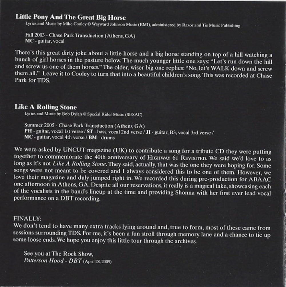 Drive-By Truckers – Fine Print Music CD