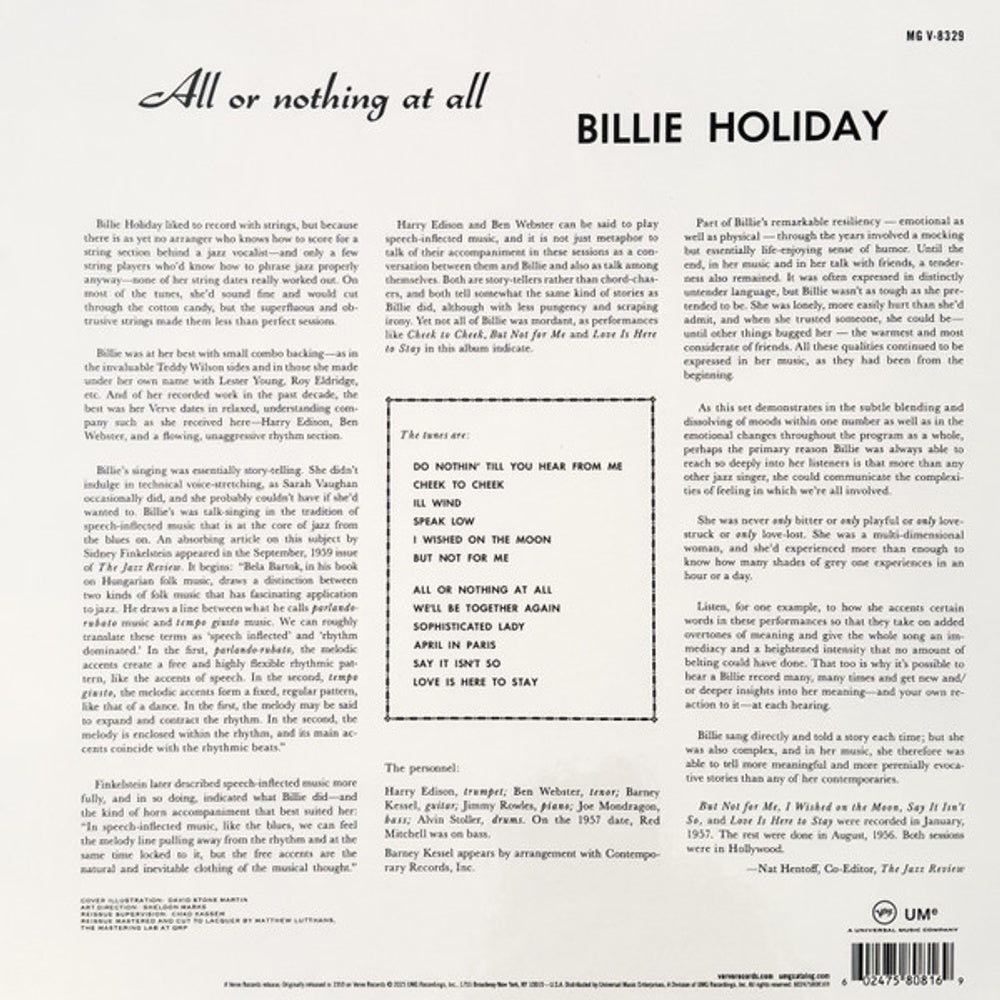 Billie Holiday – All Or Nothing At All (LP Vinyl) Vinyl Record
