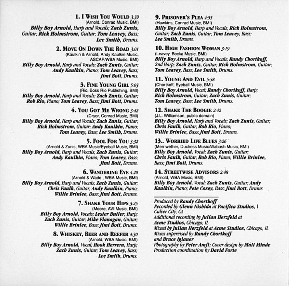 Billy Boy Arnold – Back Where I Belong Music CD