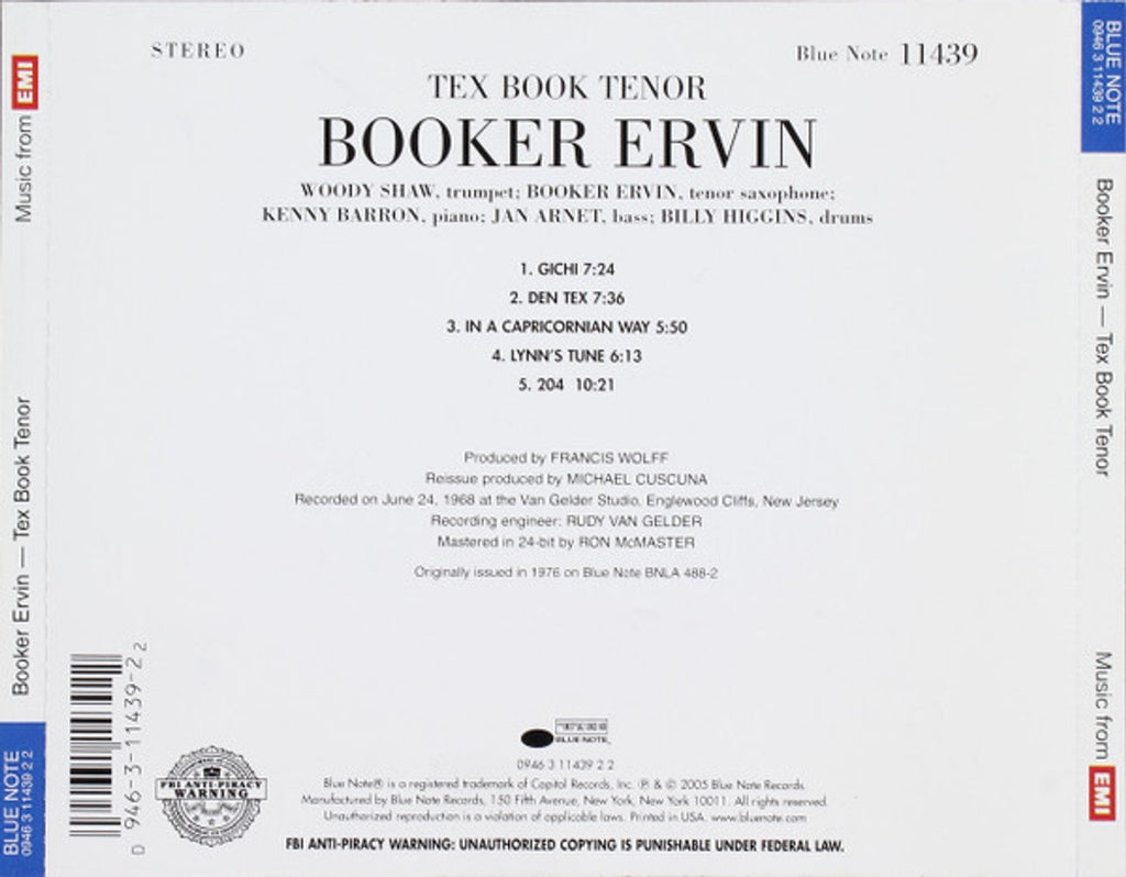 Booker Ervin – Tex Book Tenor Music CD