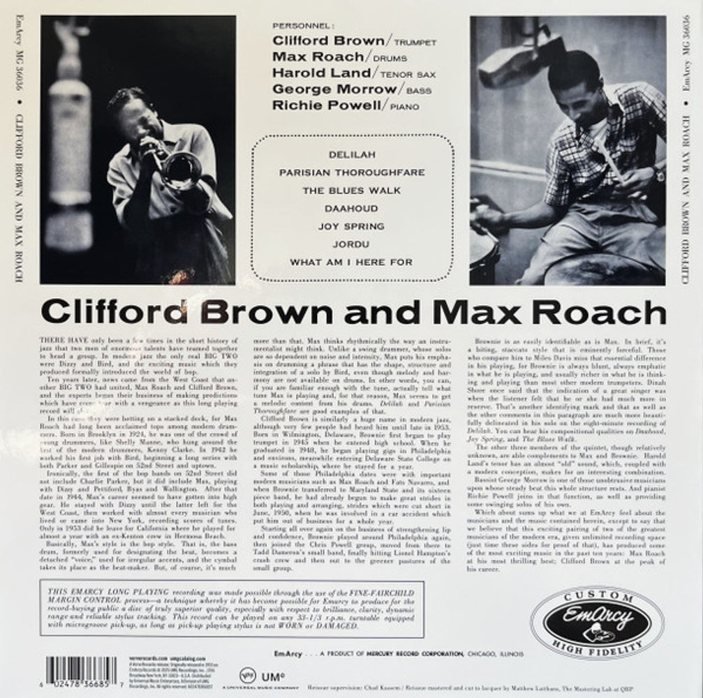 Clifford Brown And Max Roach – Clifford Brown And Max Roach (LP Vinyl) Vinyl Record