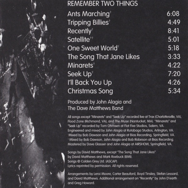 Dave Matthews Band – Remember Two Things Music CD