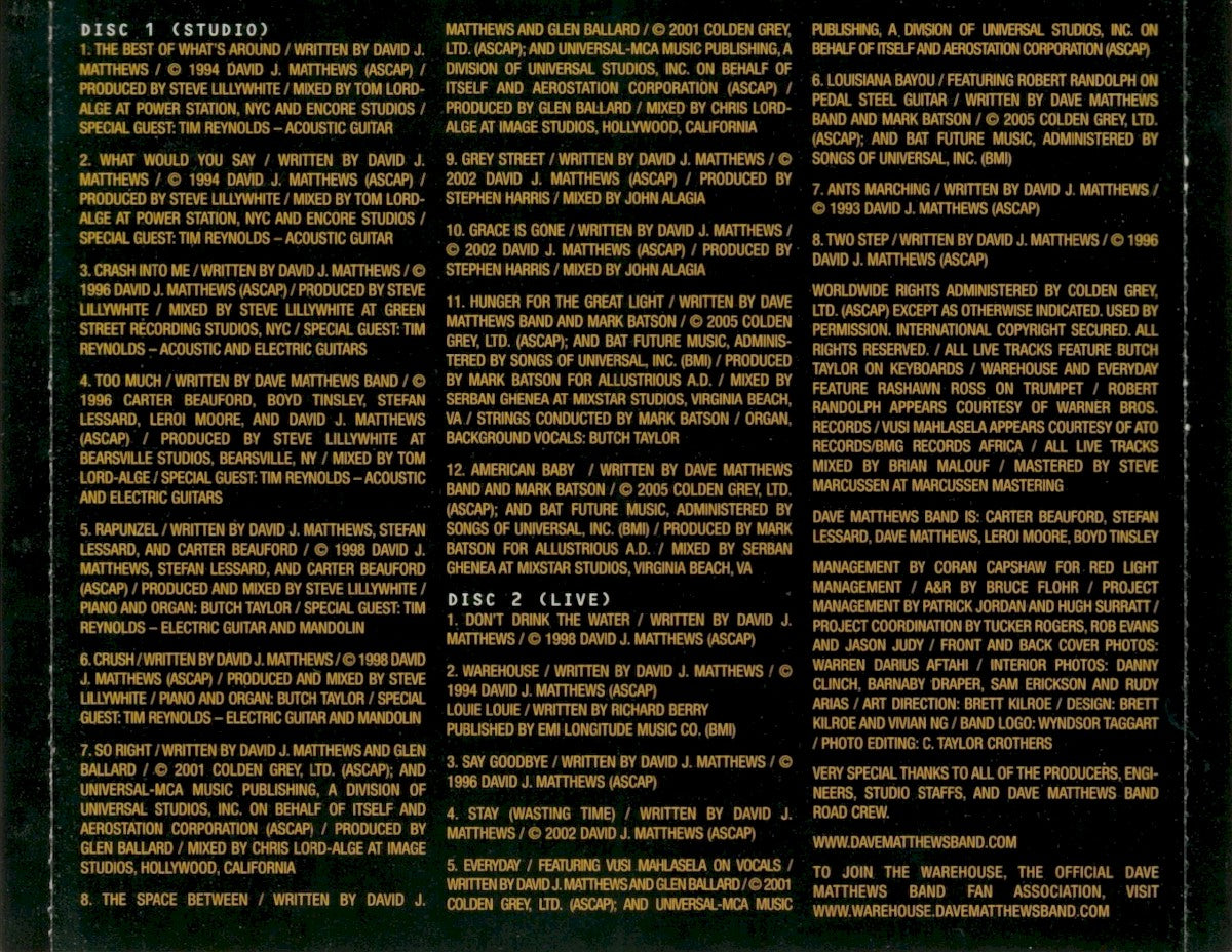 Dave Matthews Band – The Best Of What's Around, Vol. 1 (2-CD)