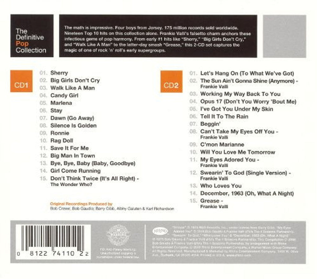 Frankie Valli and The Four Seasons – Definitive Pop (2-CD) Music CD