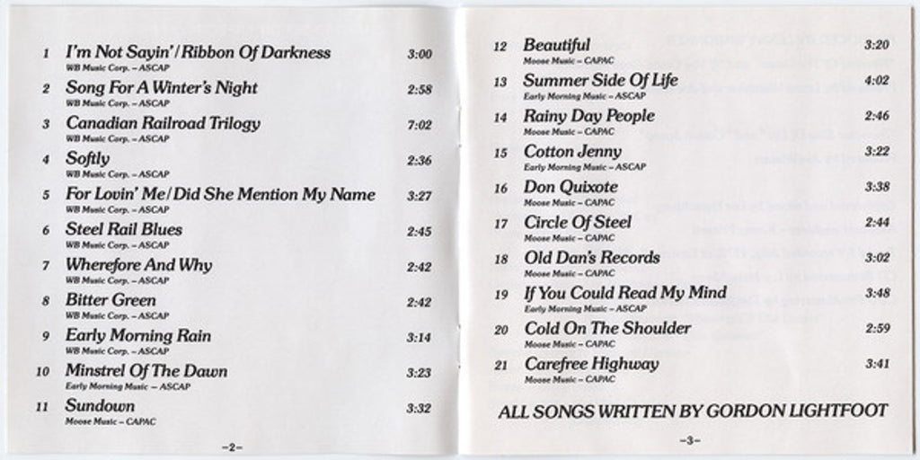 Gordon Lightfoot – Greatest Hits Music CD