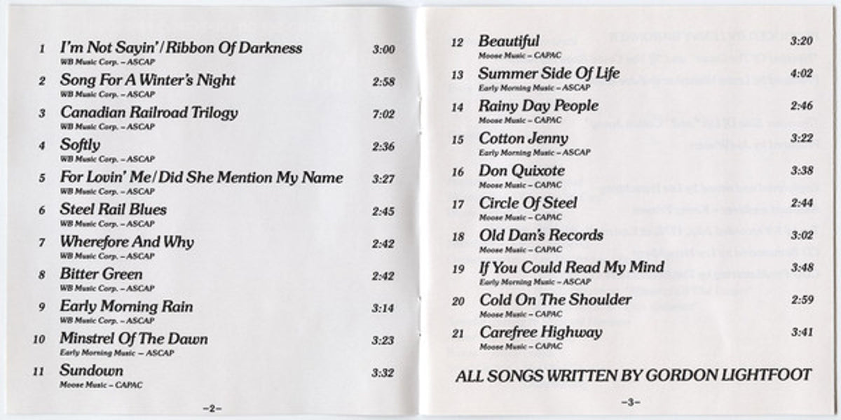 Gordon Lightfoot – Greatest Hits Music CD
