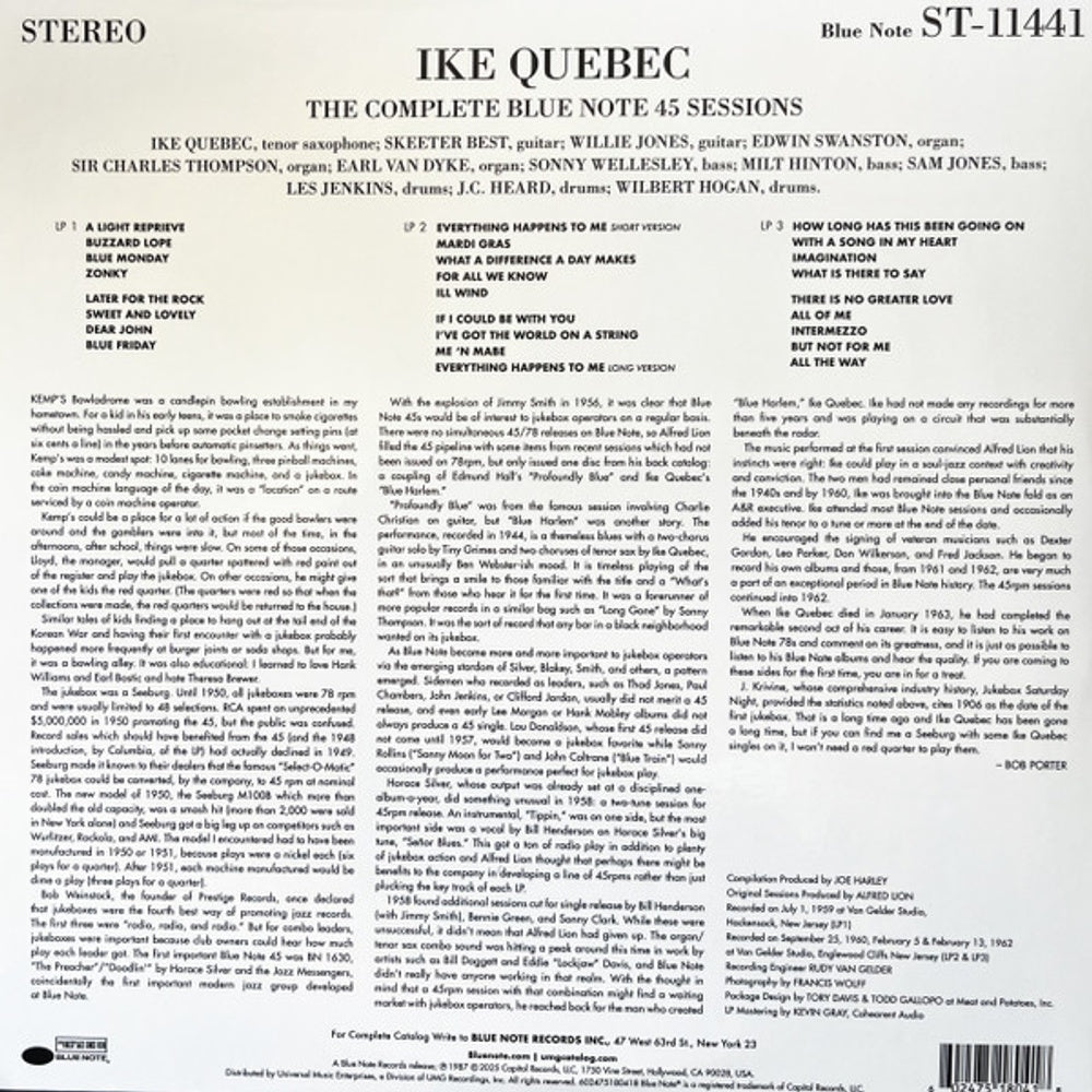 Ike Quebec – Complete 45 Sessions (3-LP Vinyl) Vinyl Record