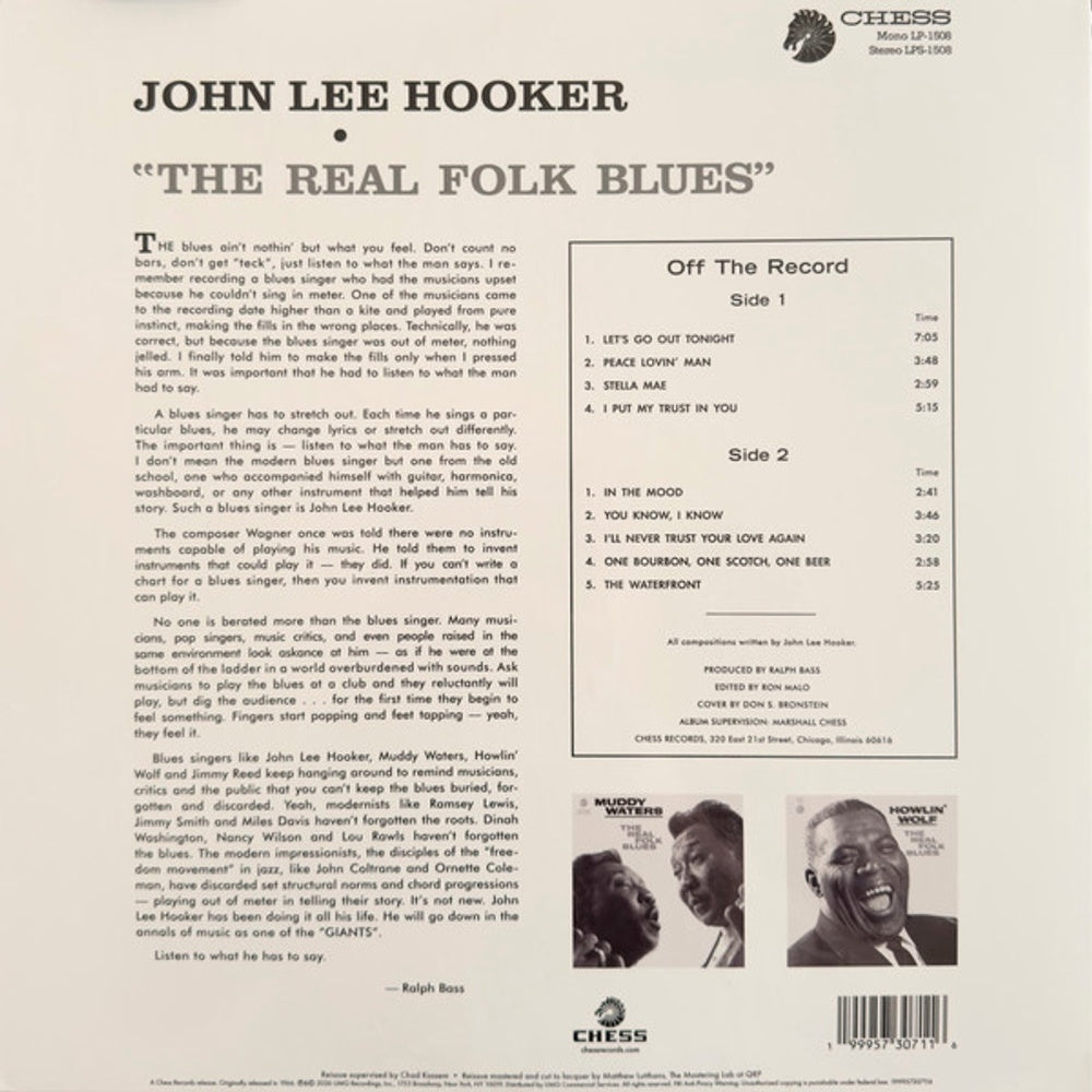 John Hooker  Lee – The Real Folk Blues (LP Vinyl) Vinyl Record