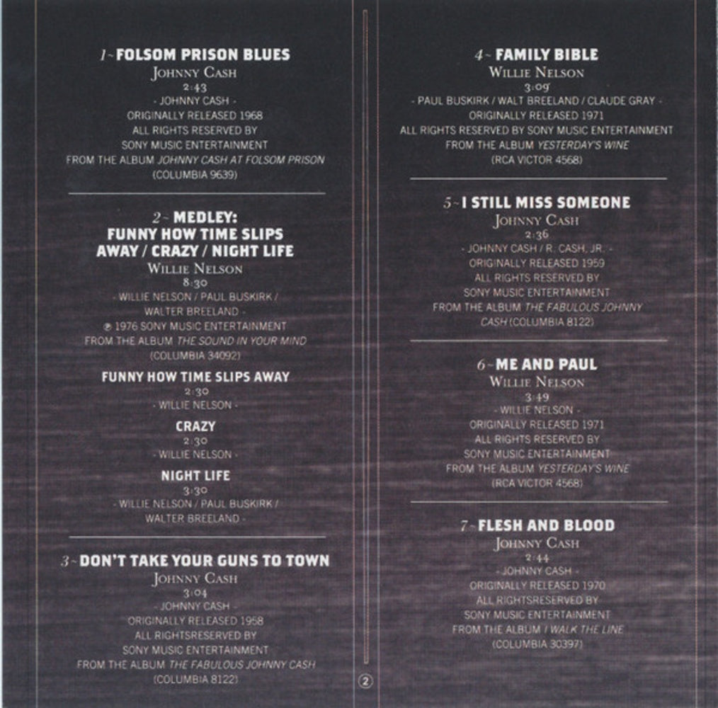 Johnny Cash / Willie Nelson – Every Song Tells a Story Music CD