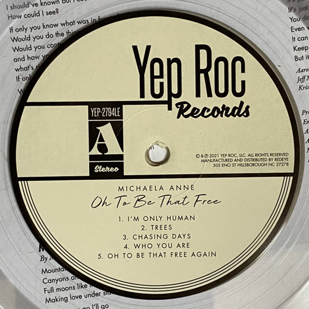 Michaela Anne – Oh To Be That Free (LP Clear Vinyl) Vinyl Record