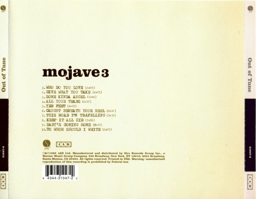 Mojave 3 – Out Of Tune Music CD