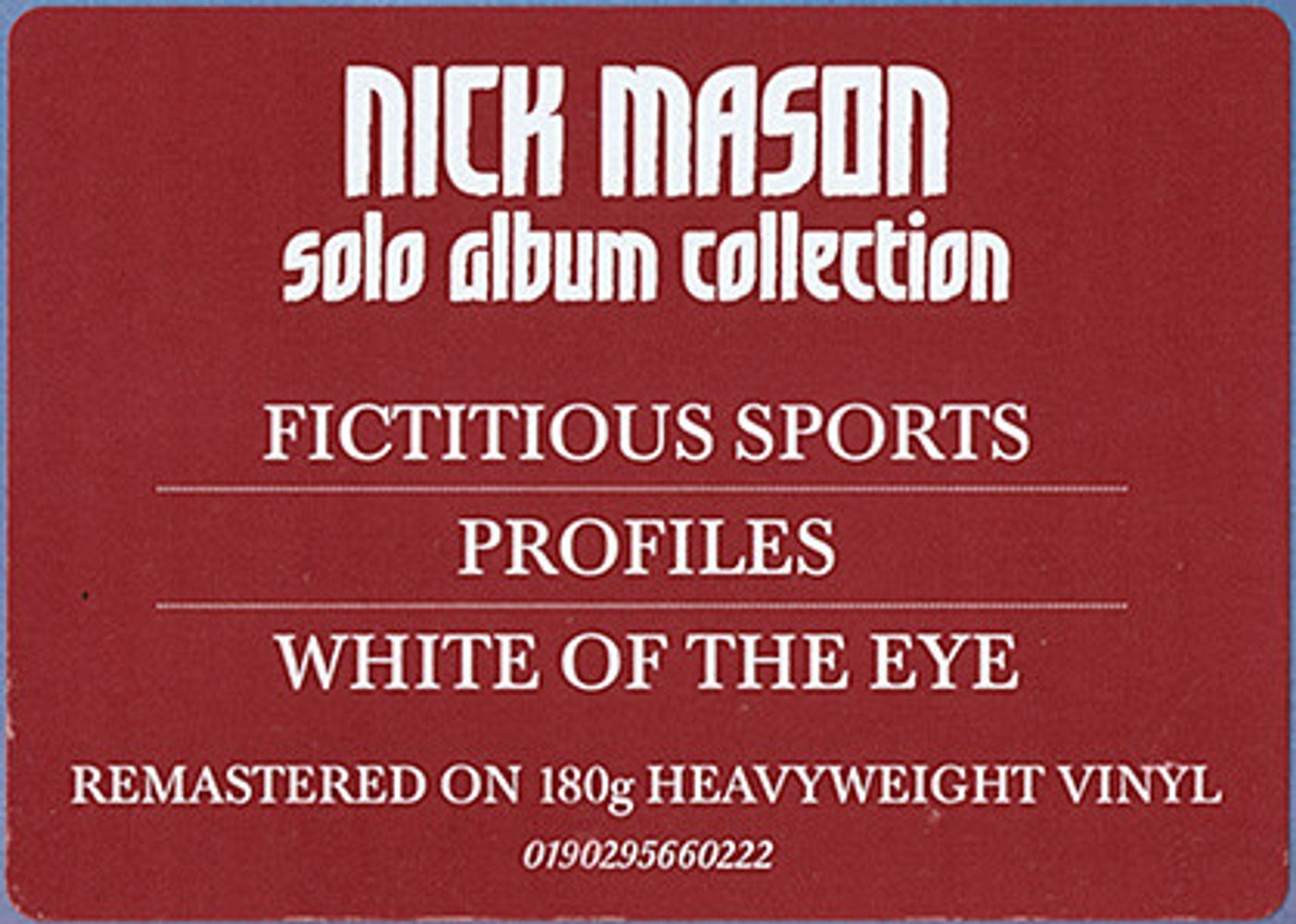 Nick Mason & Rick Fenn – White Of The Eye (LP Vinyl) Vinyl Record