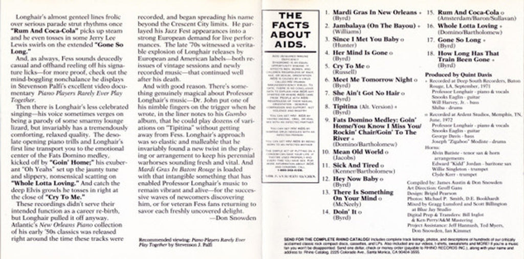Professor Longhair – Mardi Gras in Baton Rouge Music CD