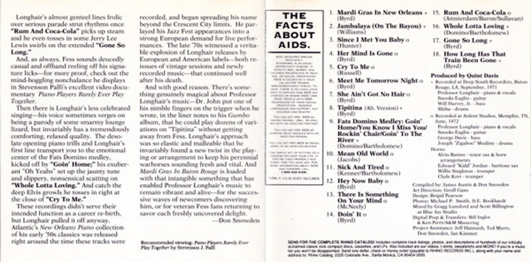Professor Longhair – Mardi Gras in Baton Rouge Music CD
