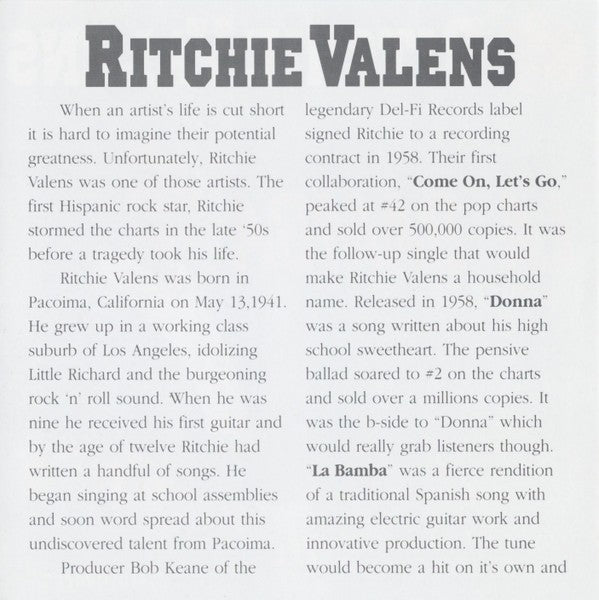 Ritchie Valens – La Bamba and Other Hits Music CD