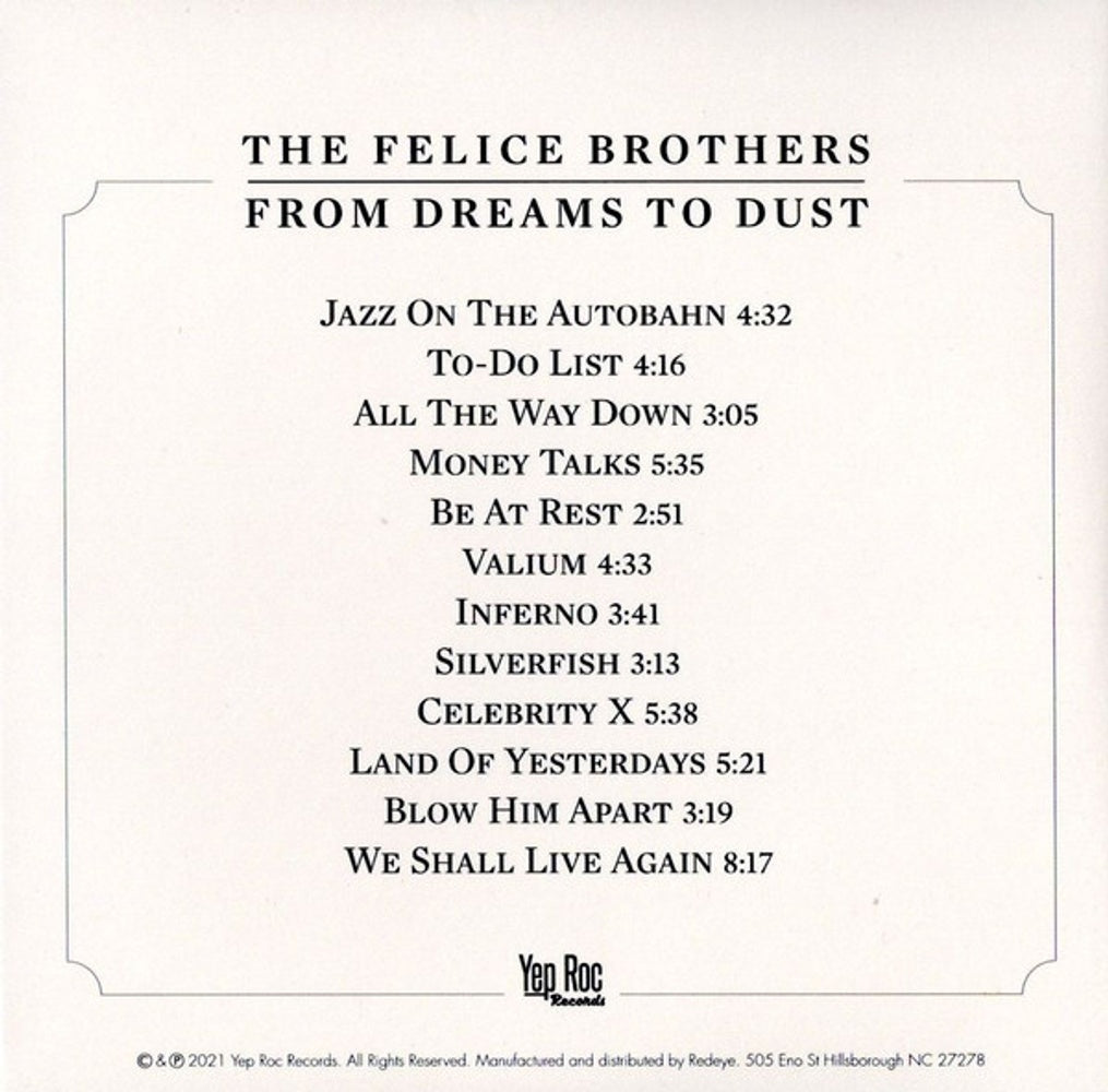 The Felice Brothers – From Dreams To Dust Music CD